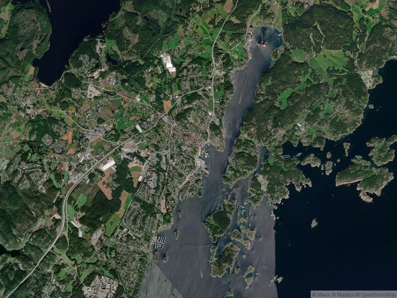 Satellittbilde av Grimstad