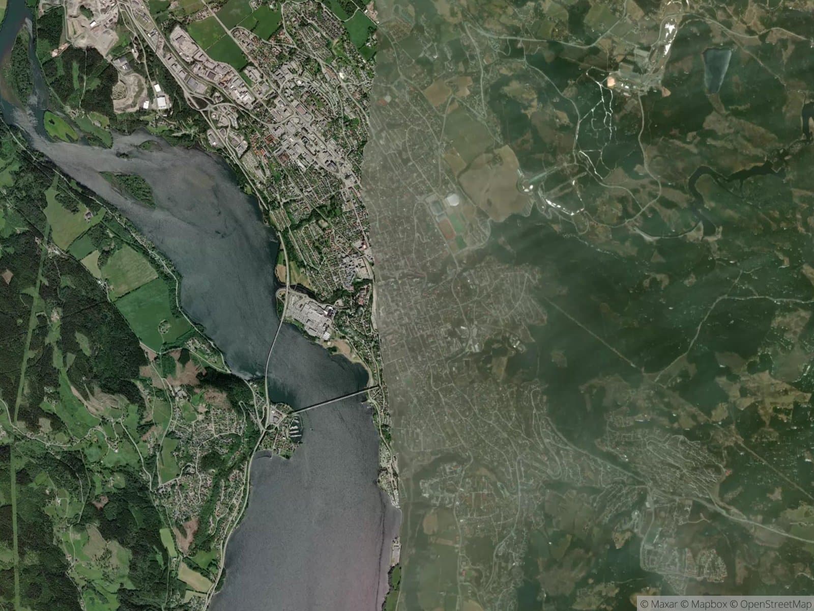 Satellittbilde av Lillehammer