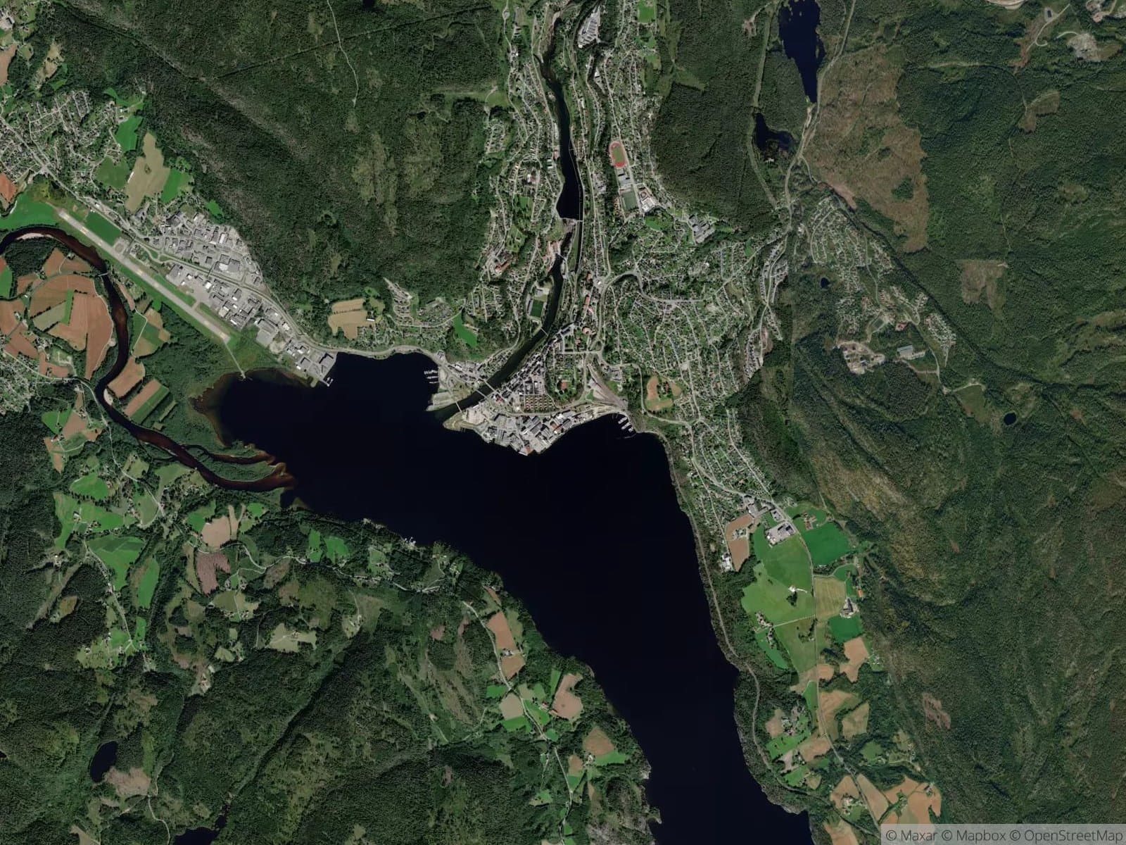Satellittbilde av Notodden