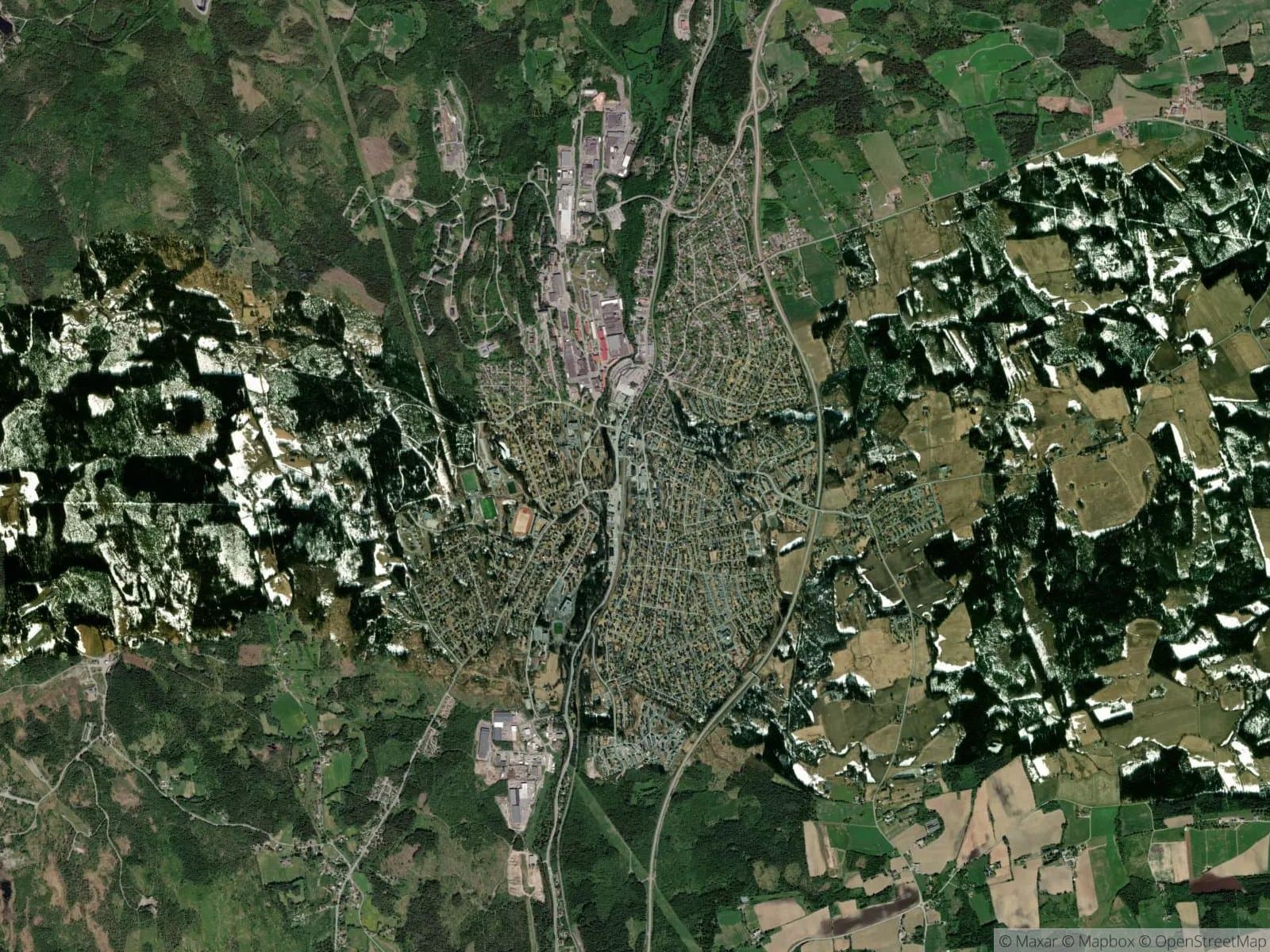 Satellittbilde av Raufoss