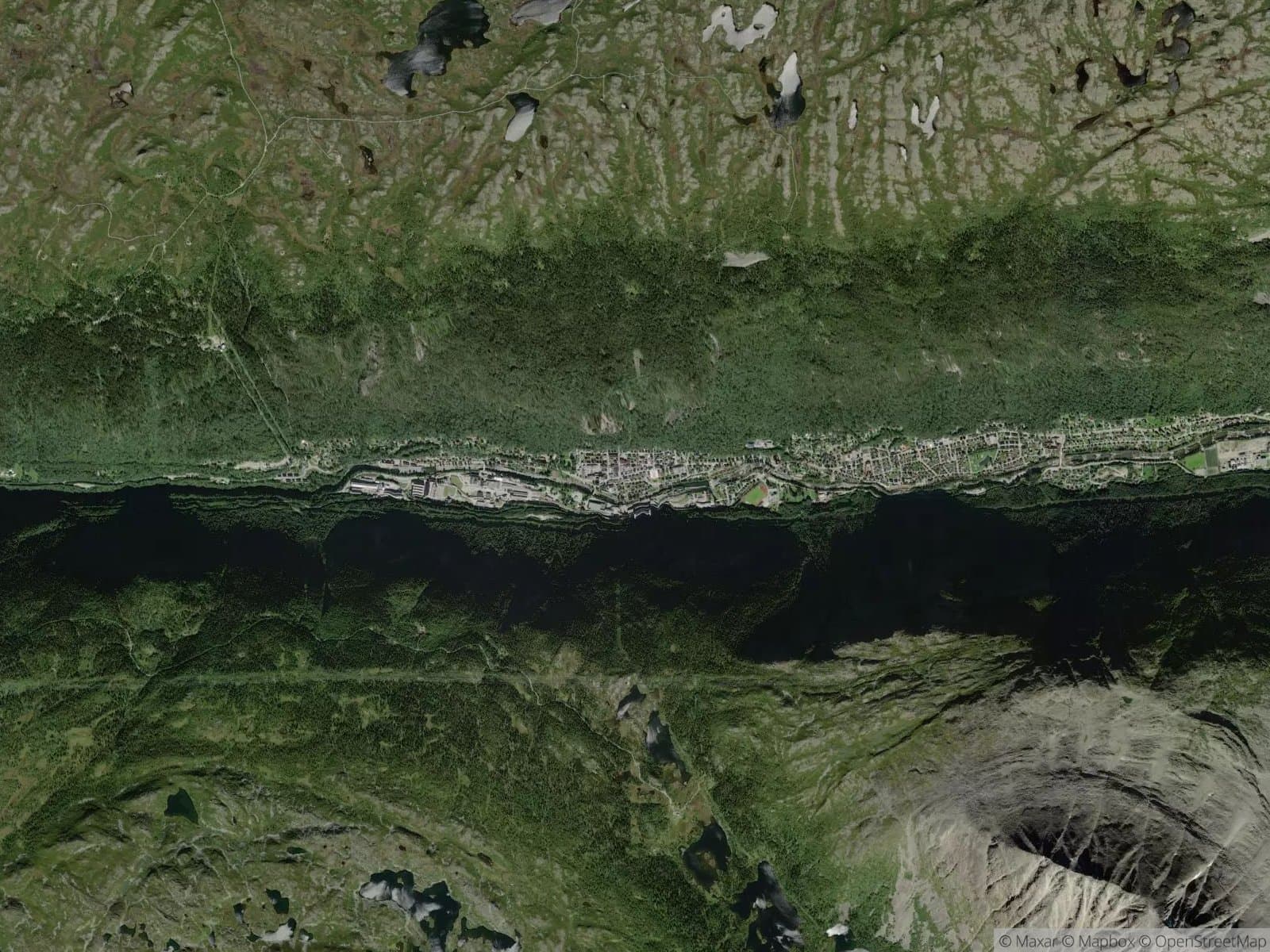 Satellittbilde av Rjukan