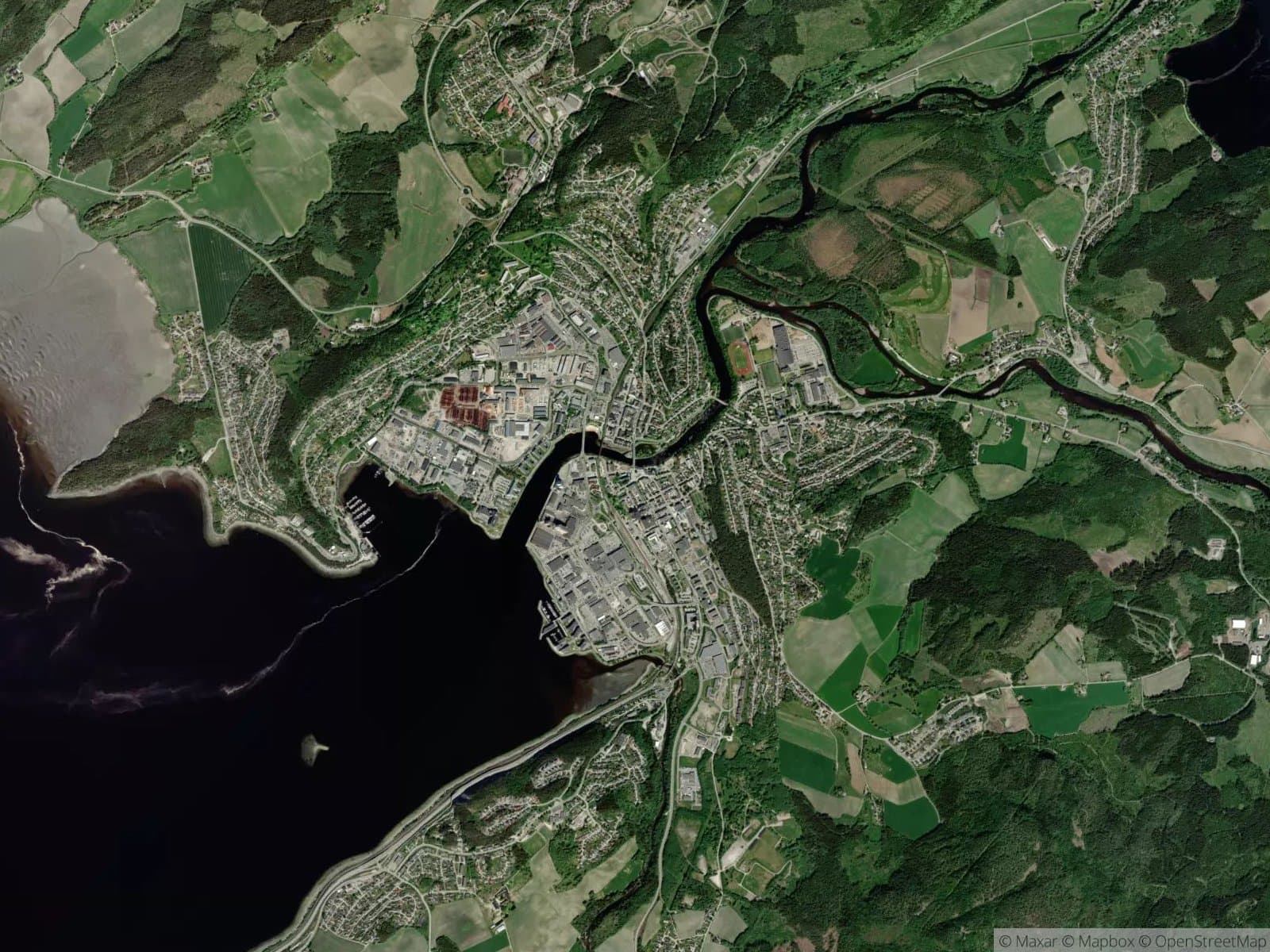 Satellittbilde av Steinkjer