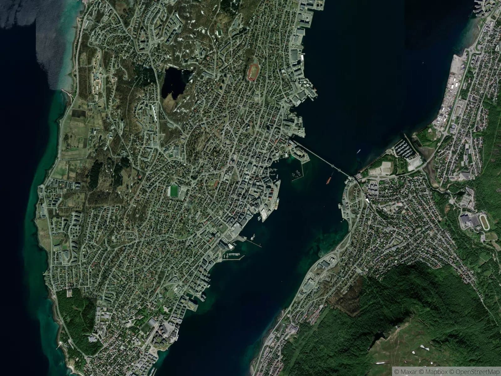 Satellittbilde av Tromsø