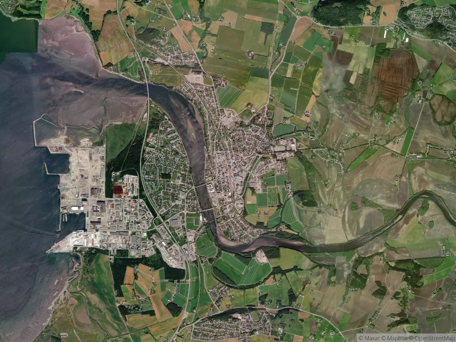 Satellittbilde av Verdalsøra