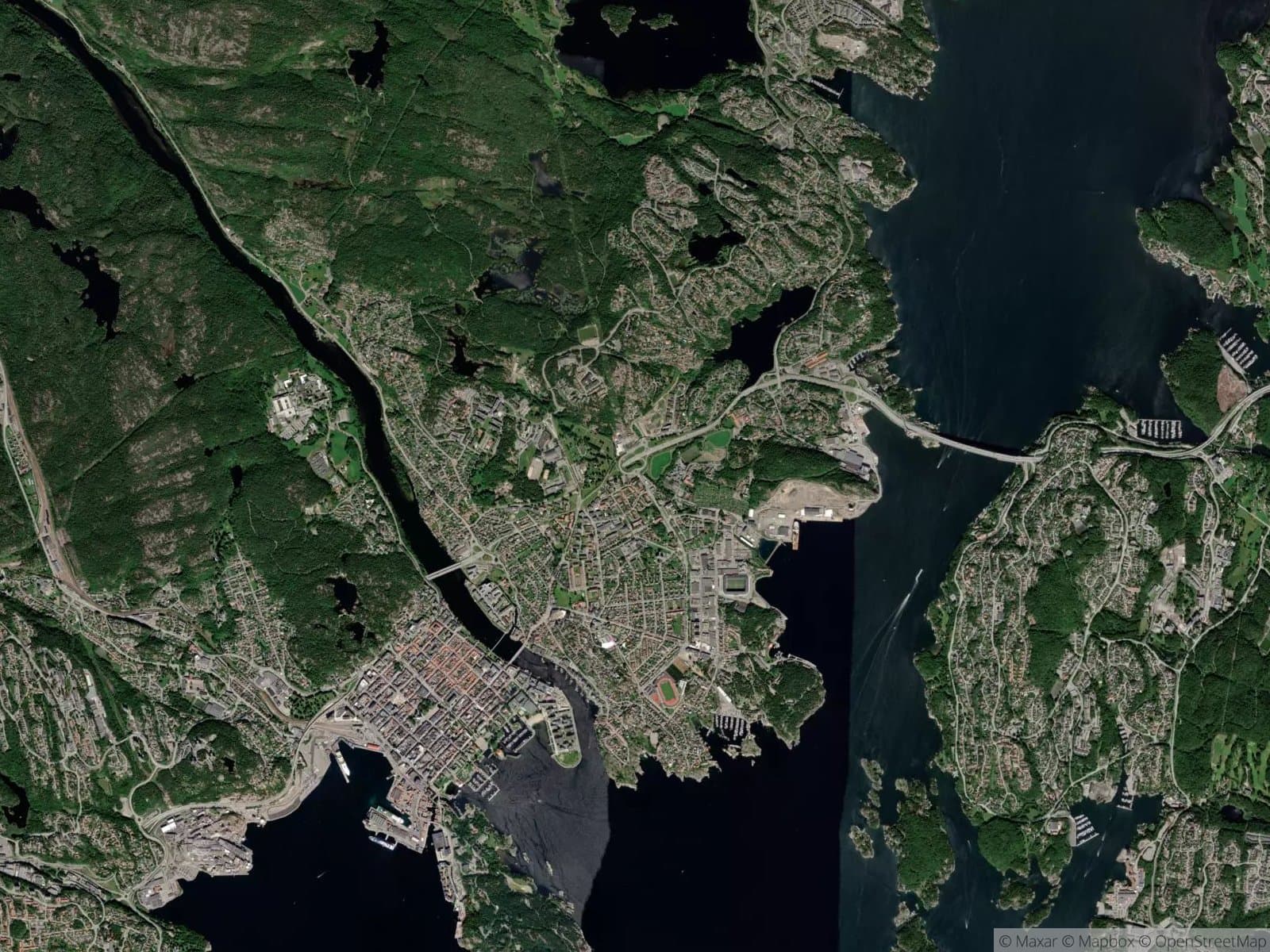 Satellittbilde av Kristiansand