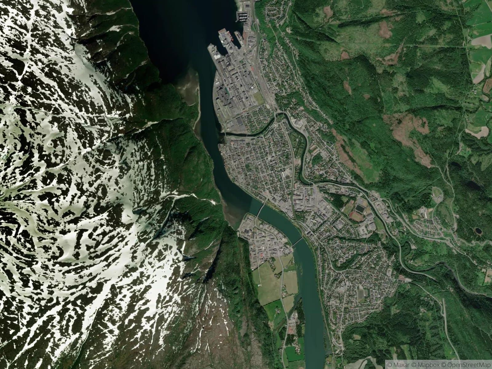 Satellittbilde av Mosjøen