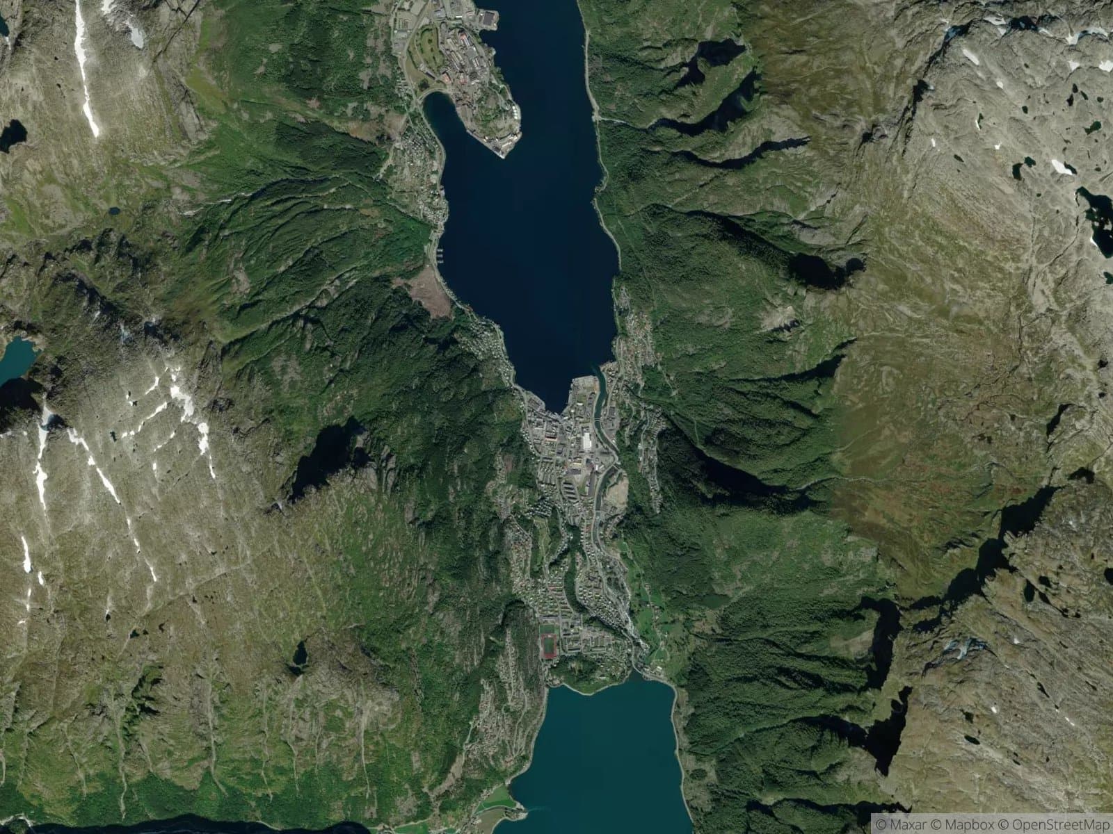 Satellittbilde av Odda